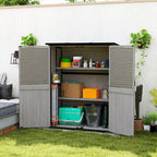 Wooden Outdoor Storage Cabinet with Lock & Adjustable Shelves,55" x 29" x 68", Grey