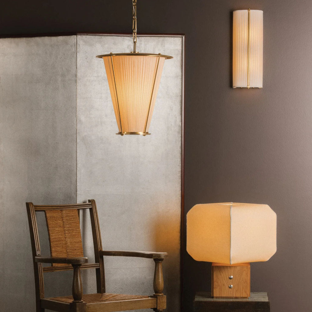 Hudson Valley Brice 19.5 in. Table Lamp, Polished Nickel with Handmade Paper Shade