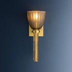 Hudson Valley Columbus 14.75 in. Wall Sconce, Aged Brass with Topaz Glass Tulip Shade