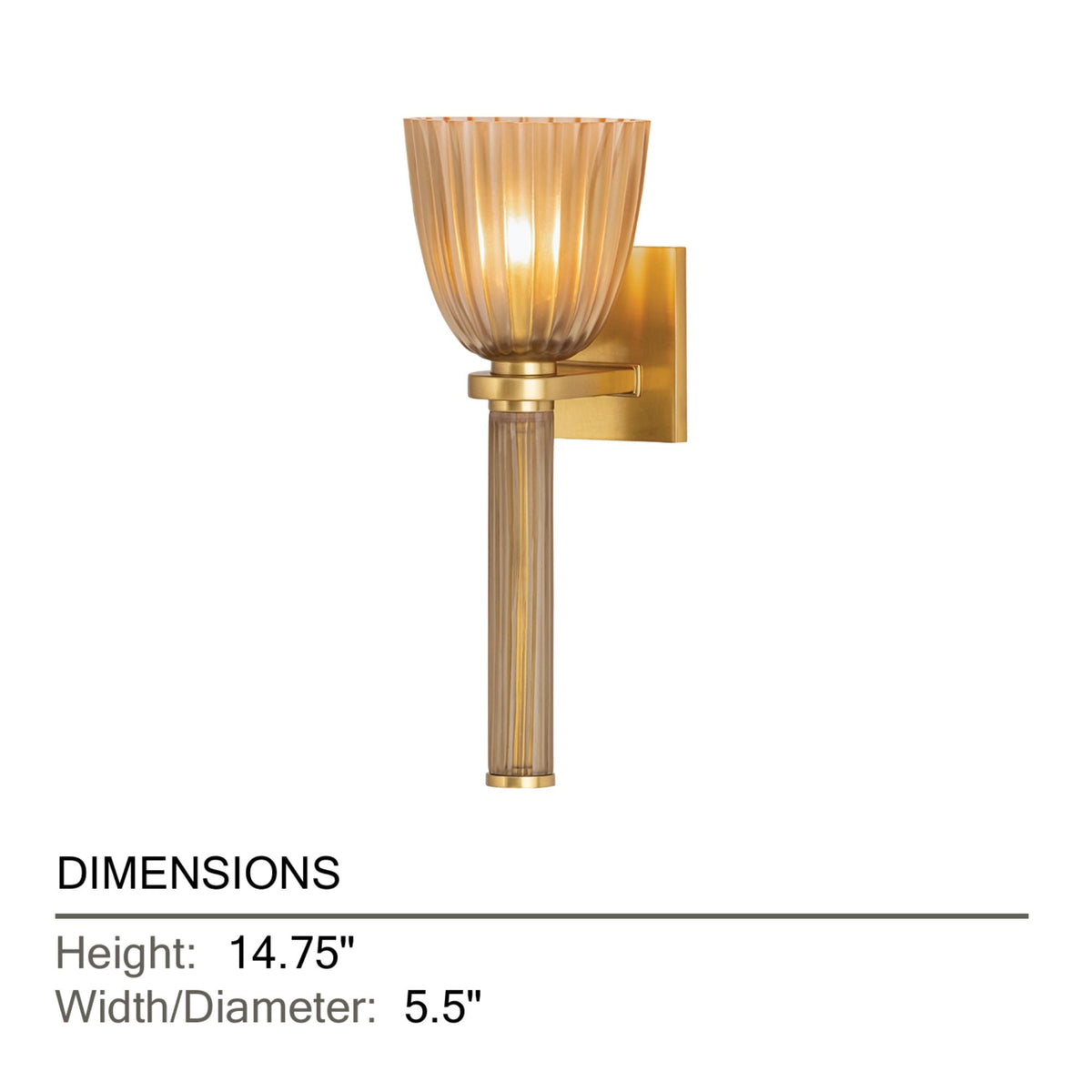 Hudson Valley Columbus 14.75 in. Wall Sconce, Aged Brass with Topaz Glass Tulip Shade