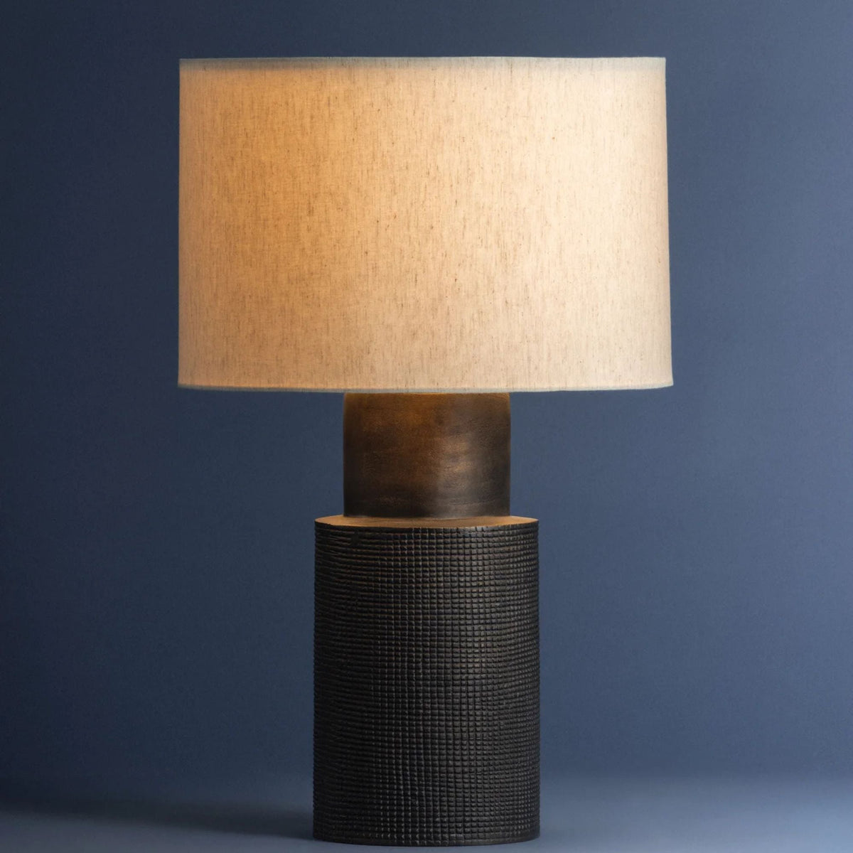 Hudson Valley Farmingdale 29 in. Table Lamp, Bronze with Natural Linen Shade
