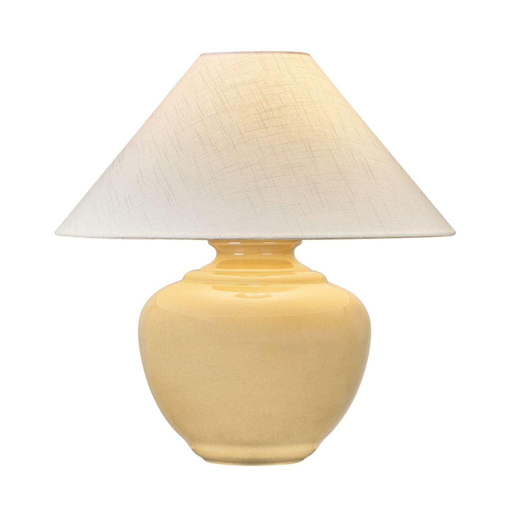 Hudson Valley French Ridge 23.5 in. Table Lamp, Aged Brass with Ceramic Dijon Wash & Textured Linen Shade