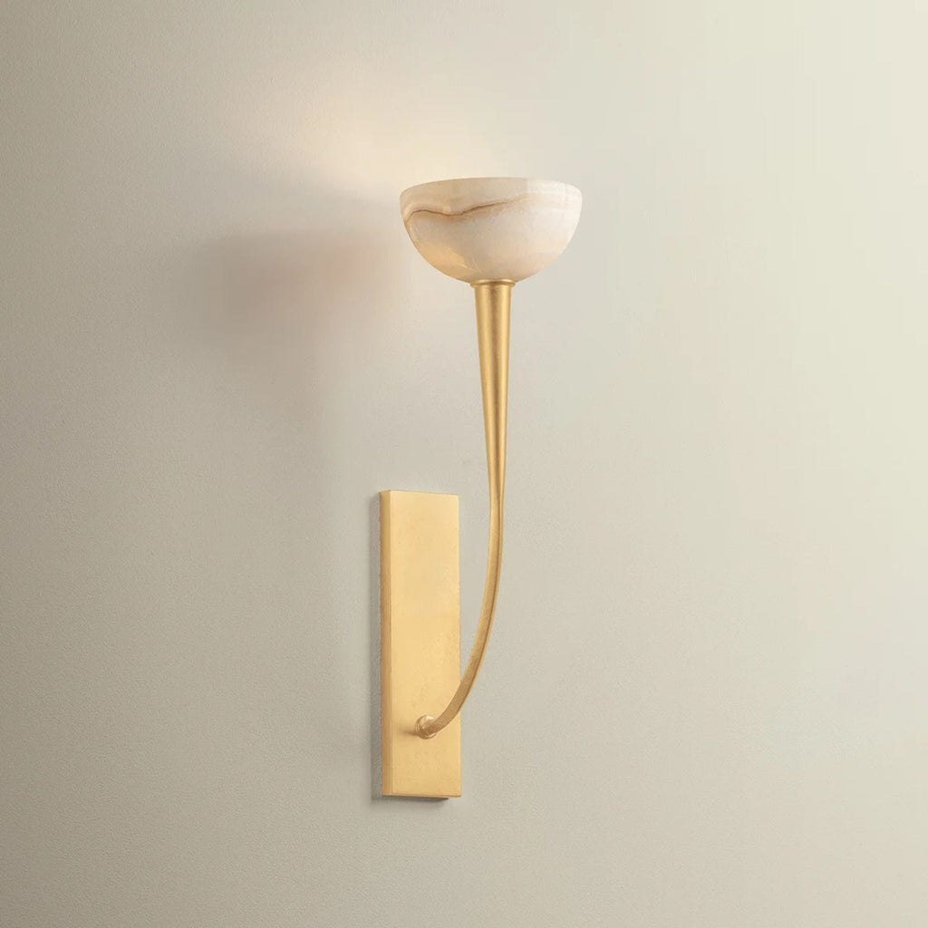 Hudson Valley Maywood 19.75 in. Wall Sconce, Vintage Gold Leaf with Onyx Natural Stone Shade