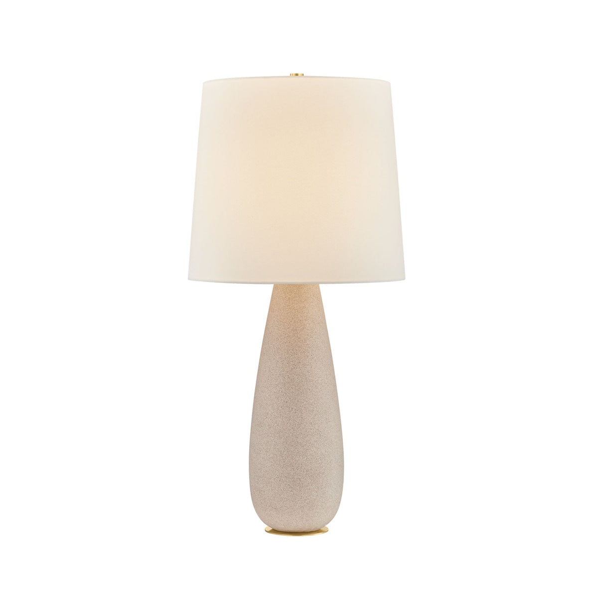 Hudson Valley Neelytown 34.25 in. Table Lamp, Aged Brass with Textured Edgecomb Ceramic & White Linen Shade