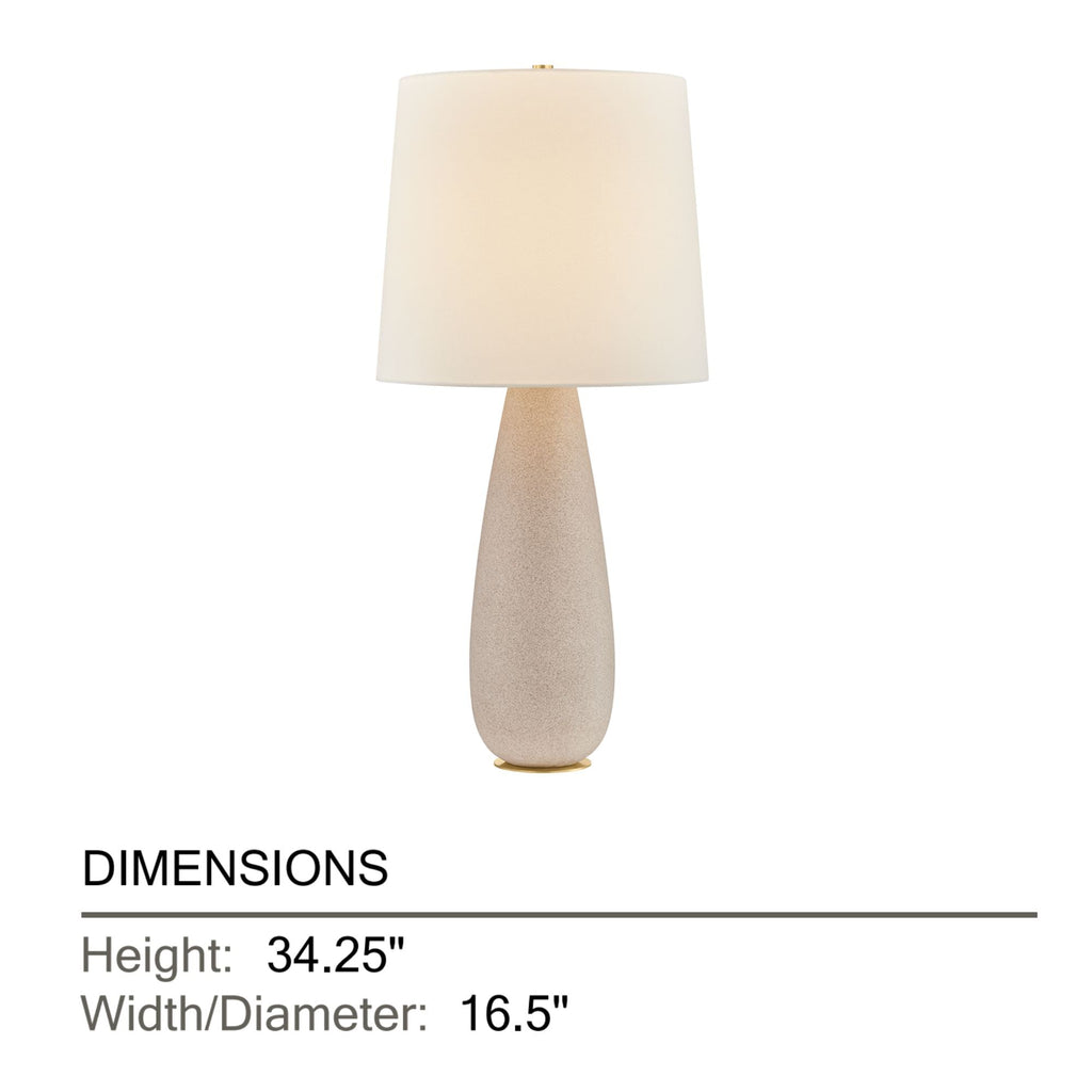 Hudson Valley Neelytown 34.25 in. Table Lamp, Aged Brass with Textured Edgecomb Ceramic & White Linen Shade
