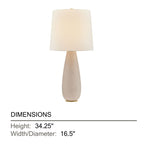 Hudson Valley Neelytown 34.25 in. Table Lamp, Aged Brass with Textured Edgecomb Ceramic & White Linen Shade
