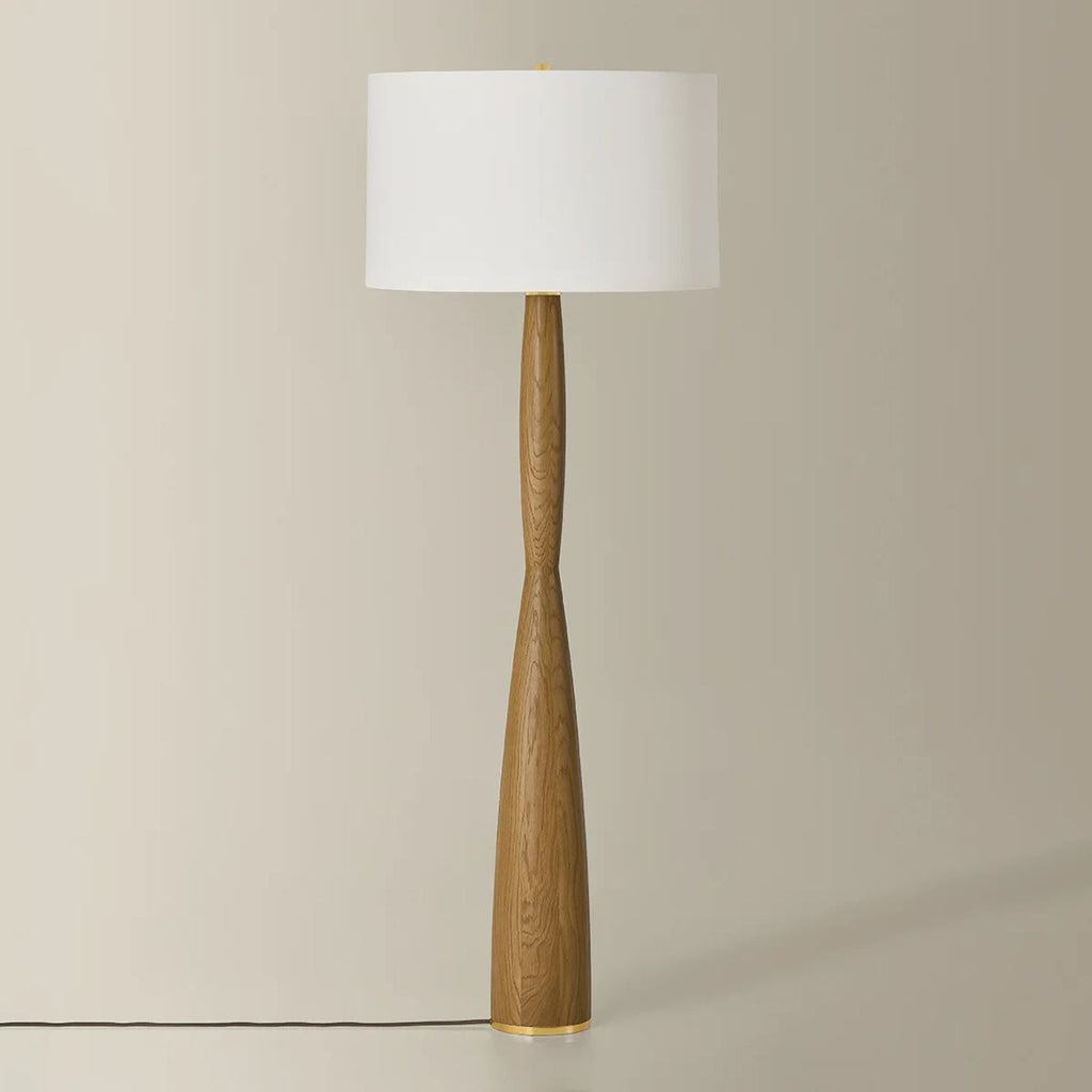 Hudson Valley Somers Chase 65.75 in. Floor Lamp, Aged Brass with White Linen Drum Shade