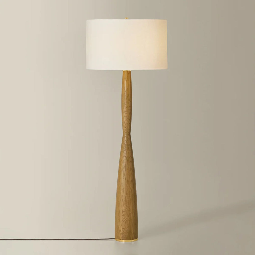 Hudson Valley Somers Chase 65.75 in. Floor Lamp, Aged Brass with White Linen Drum Shade
