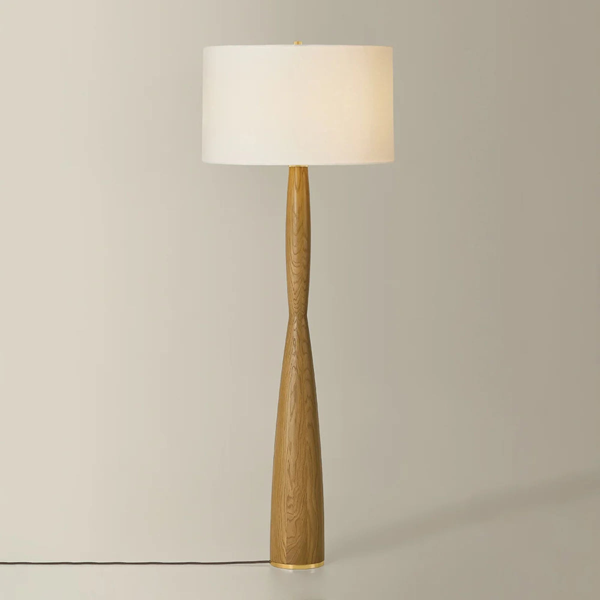 Hudson Valley Somers Chase 65.75 in. Floor Lamp, Aged Brass with White Linen Drum Shade