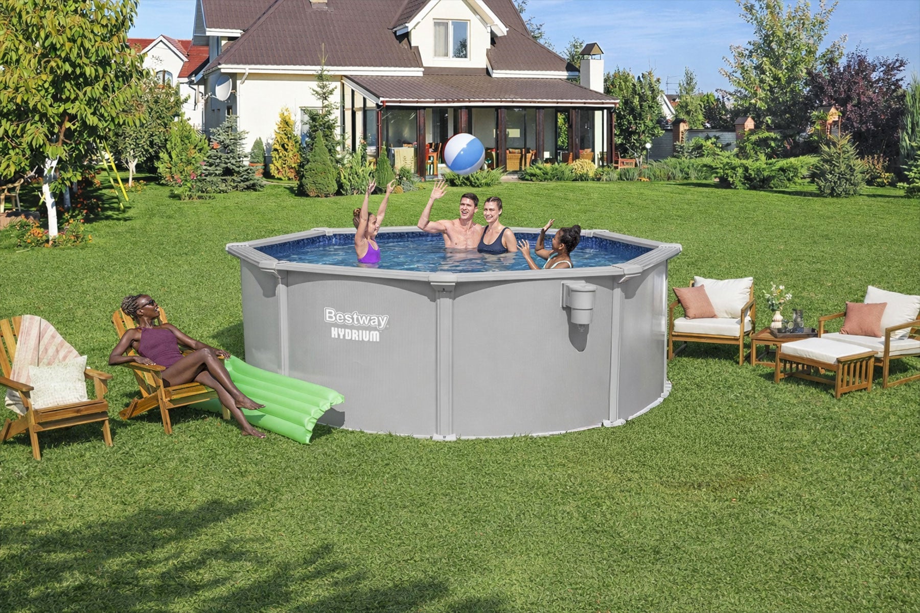 12ft x 48in Round Hydrium Steel Above Ground Pool Set