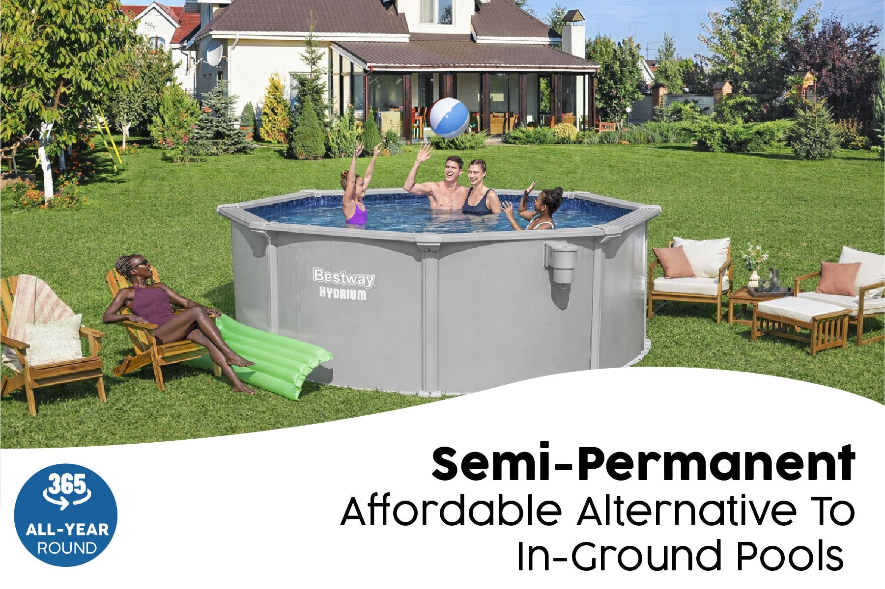 12ft x 48in Round Hydrium Steel Above Ground Pool Set