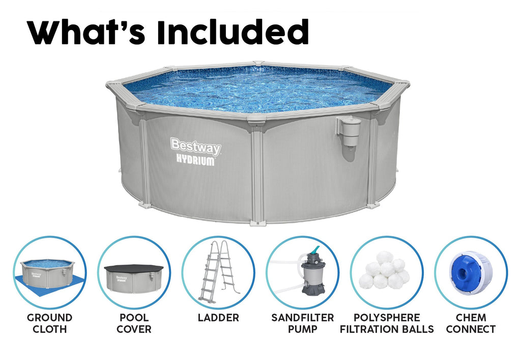 12ft x 48in Round Hydrium Steel Above Ground Pool Set