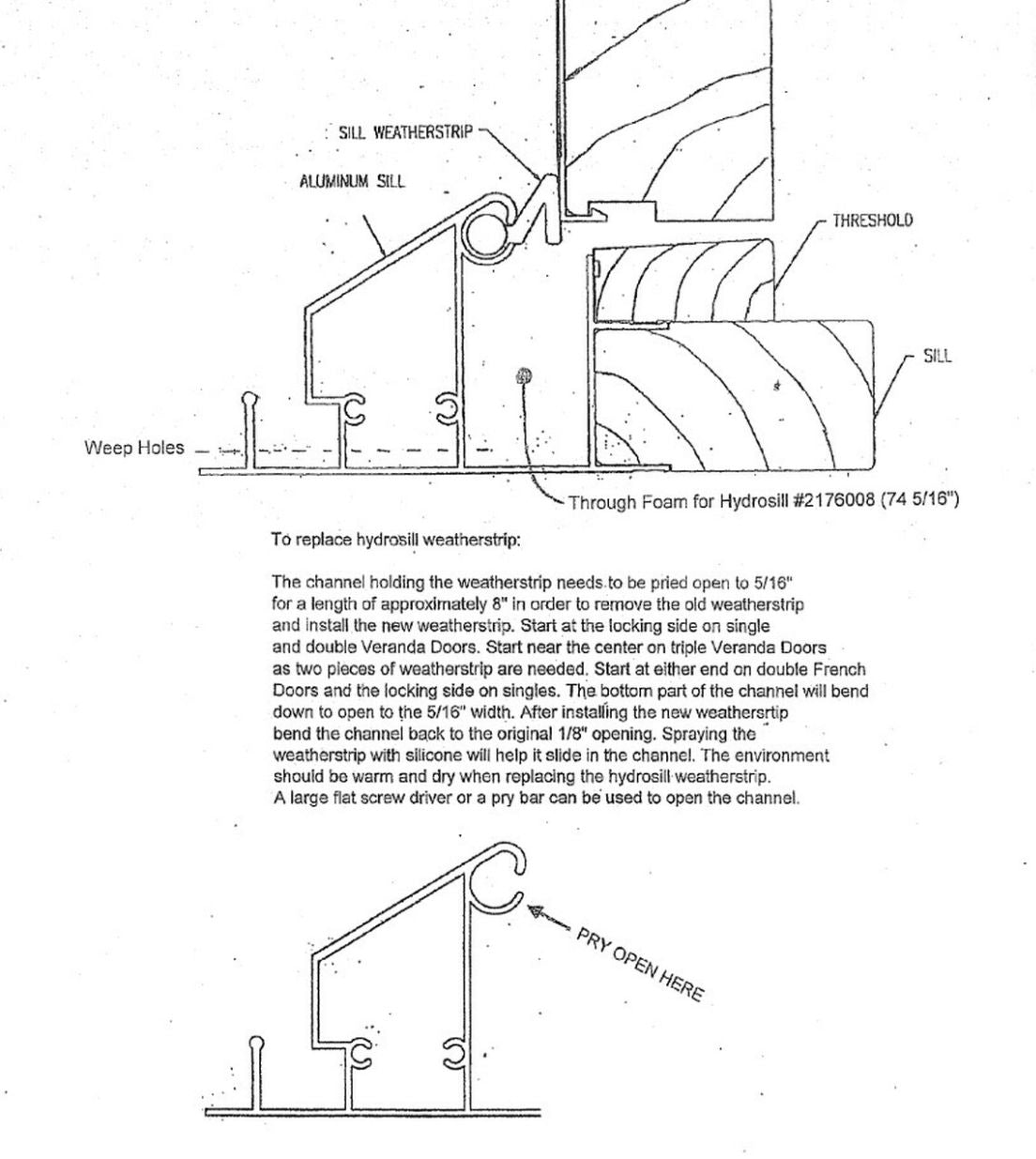 SP15489 - Swinging Patio Door Hydrosill Weather Strip