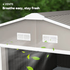 EverBase 11' x 13' Metal Garden Storage Shed with Foundation Kit & Double Doors, Light Grey