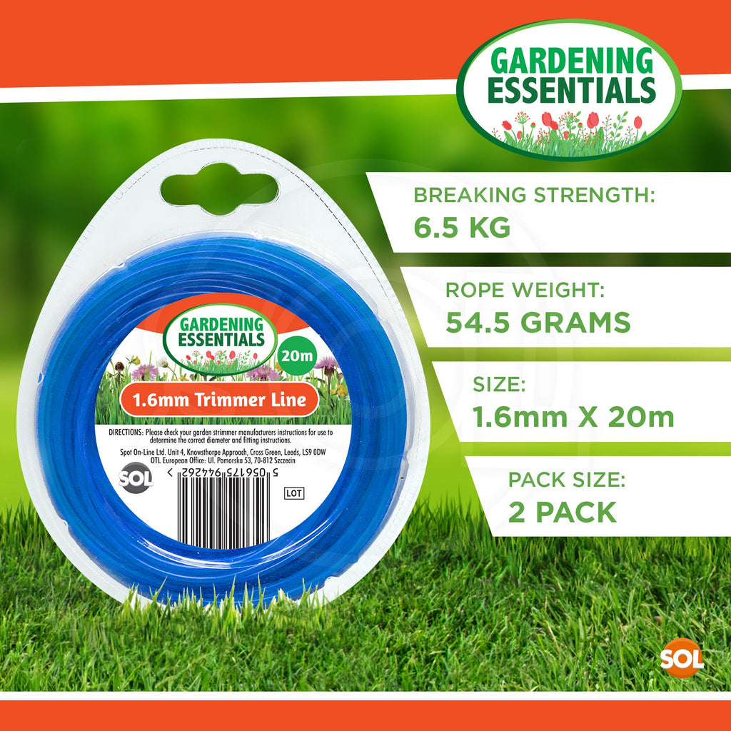 Garden Strimmer Trimmer Line Cord 20M | Nylon Wire | 2 Pack