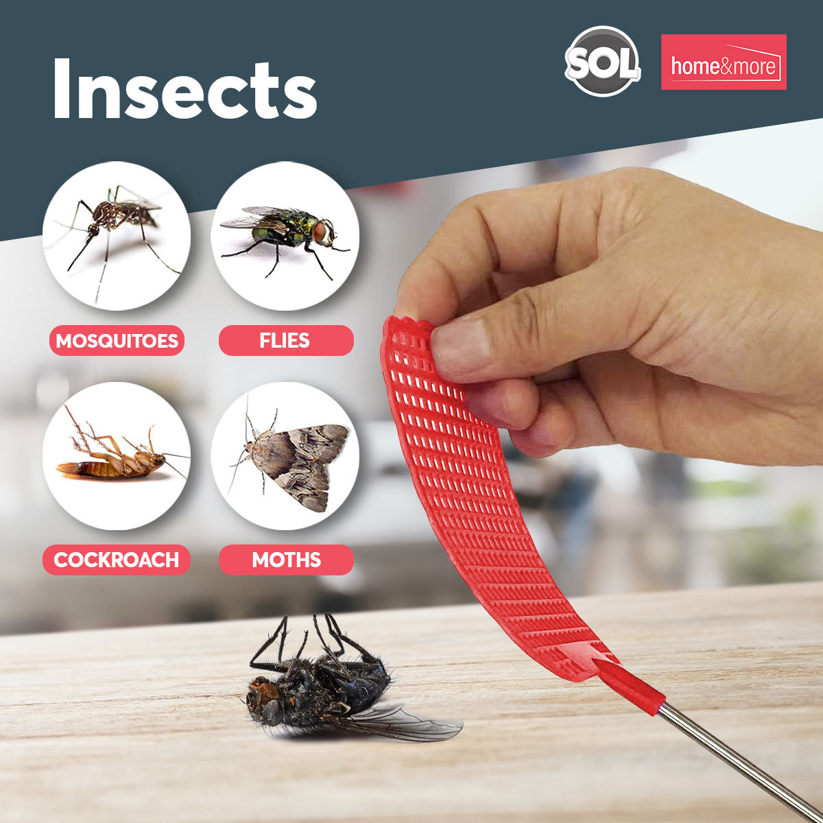 Telescopic Fly Swatter 26–73cm | Insect Bug Swat Tool | 4 Pack