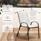 3-Piece Small Patio Set with Stackable Chairs and Glass Tabletop, Gray