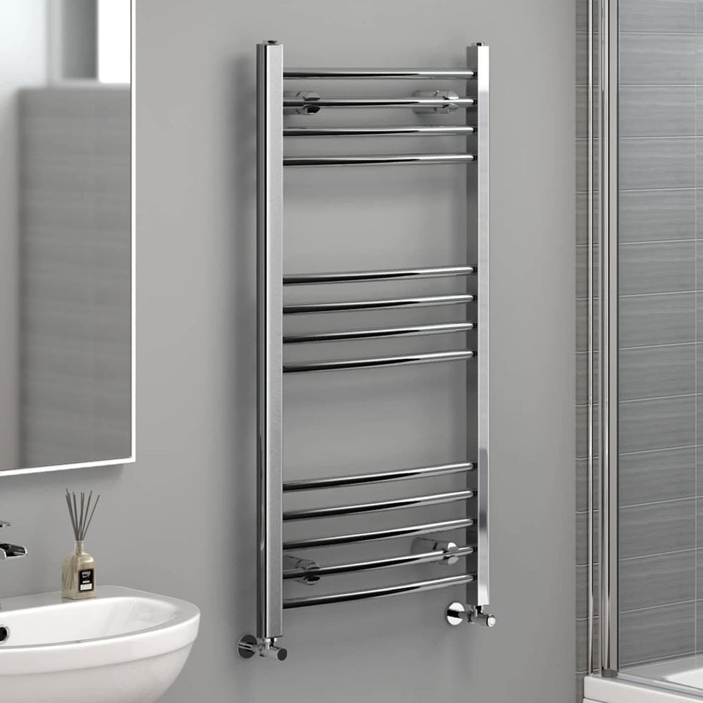 iBathUK Zypher Curved Heated Towel Rail Bathroom Radiator - Chrome