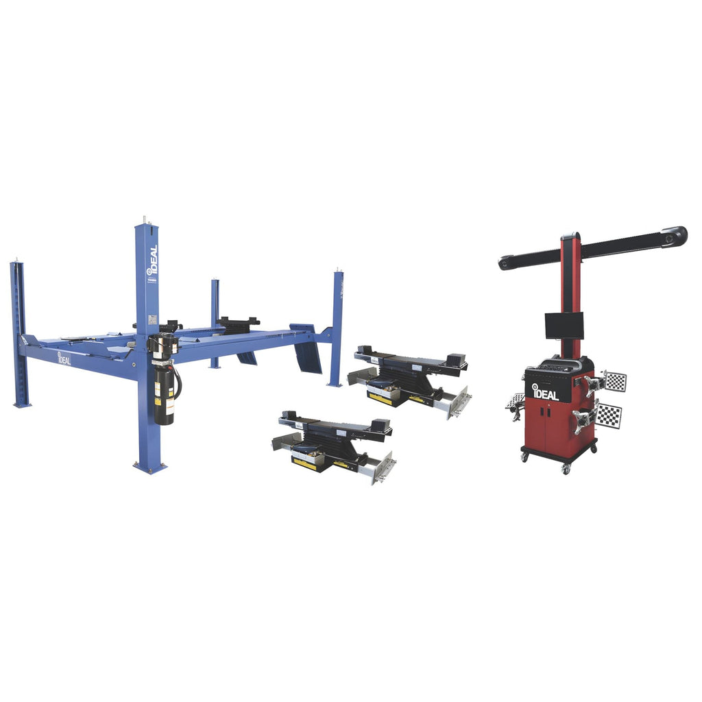 iDeal 14,000 lb 4-Post Alignment Lift & 3D Wheel Aligner Combo — FP14KAC-X + IWA-60-2000T-K  + RAJ-7K-H