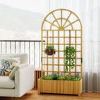 Wooden Raised Planter with Trellis, 90 x 30 x 180 cm