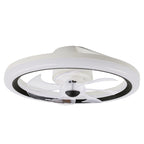 19 Inch Modern Flush Mount Ceiling Fan with LED Light and Remote, 6 Speeds DC Motor Reversible Bladeless Ceiling Fan for Bedroom