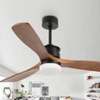 52 Inch 3 Wooden Blades Ceiling Fan with Dimmable LED Light and Remote, 6 Speeds DC Motor Reversible Ceiling Fan for Living Room