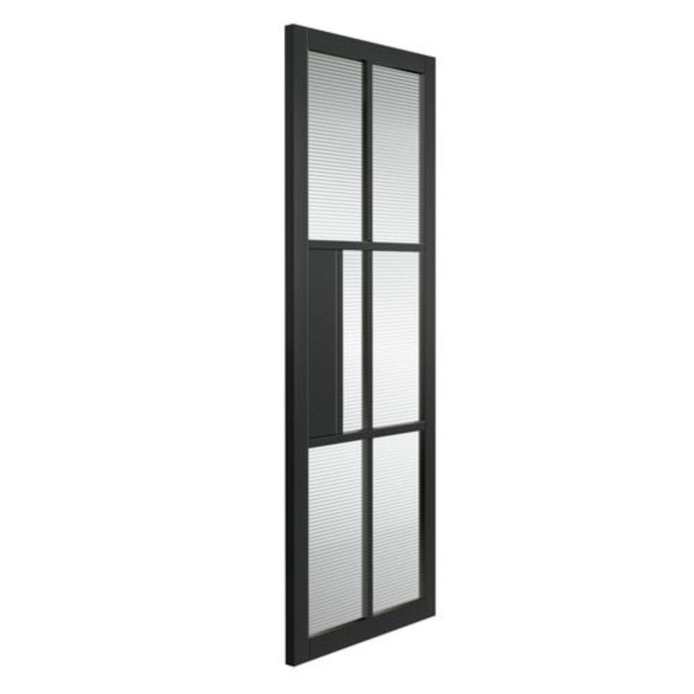 JB Kind Civic Black Reeded Horizontal Glazed Internal Door - All Sizes