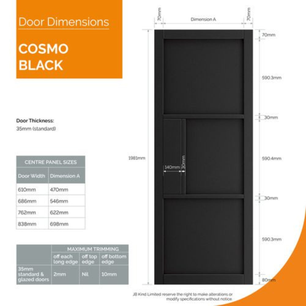 JB Kind Cosmo Black Laminate Internal Door - All Sizes