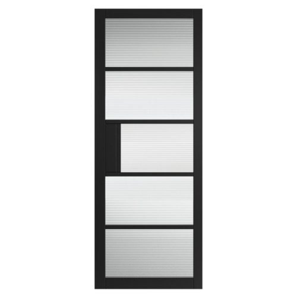 JB Kind Civic Black Reeded Horizontal Glazed Internal Door - All Sizes