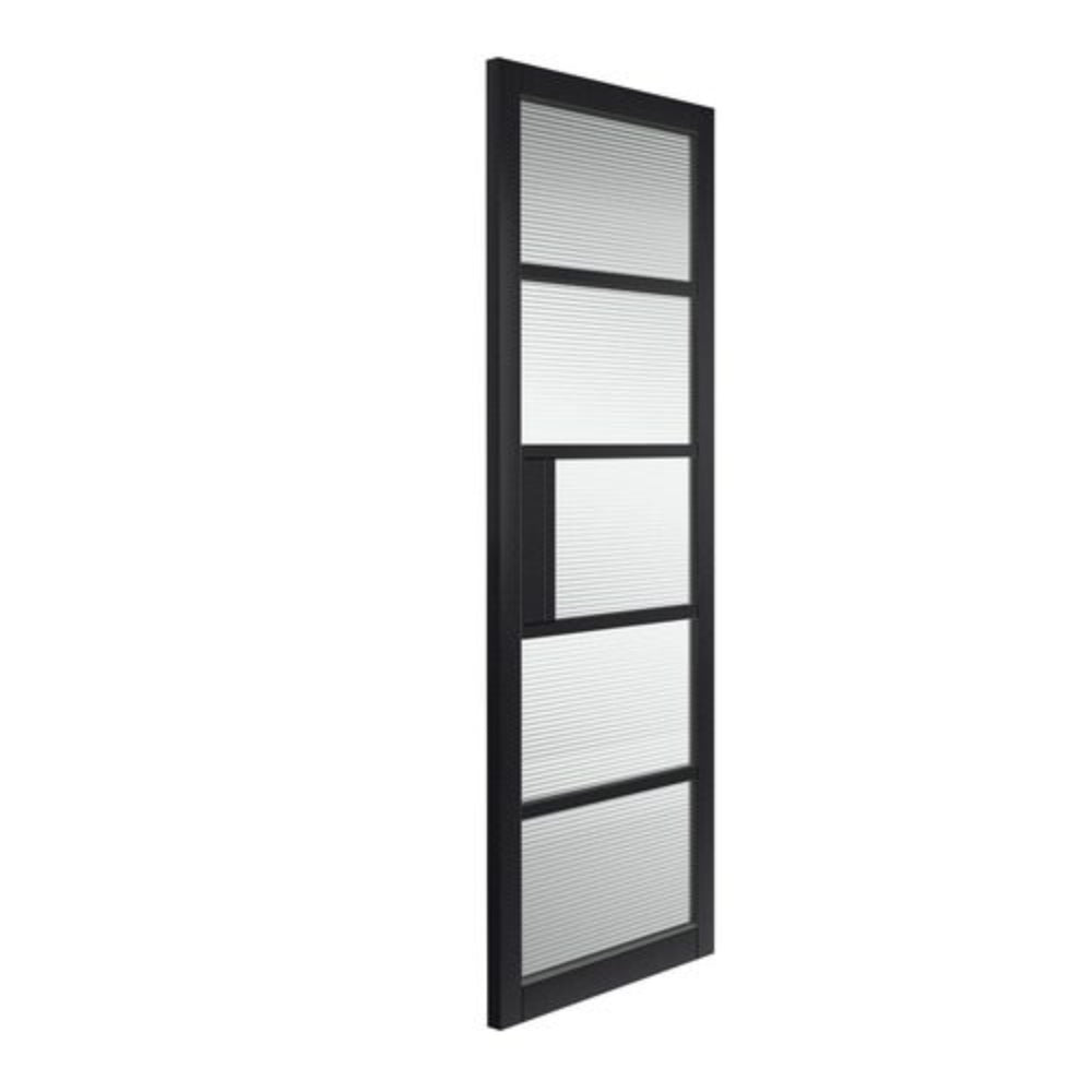 JB Kind Civic Black Reeded Horizontal Glazed Internal Door - All Sizes