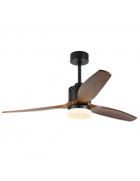52 Inch 3 Wooden Blades Ceiling Fan with Dimmable LED Light and Remote, 6 Speeds DC Motor Reversible Ceiling Fan for Living Room