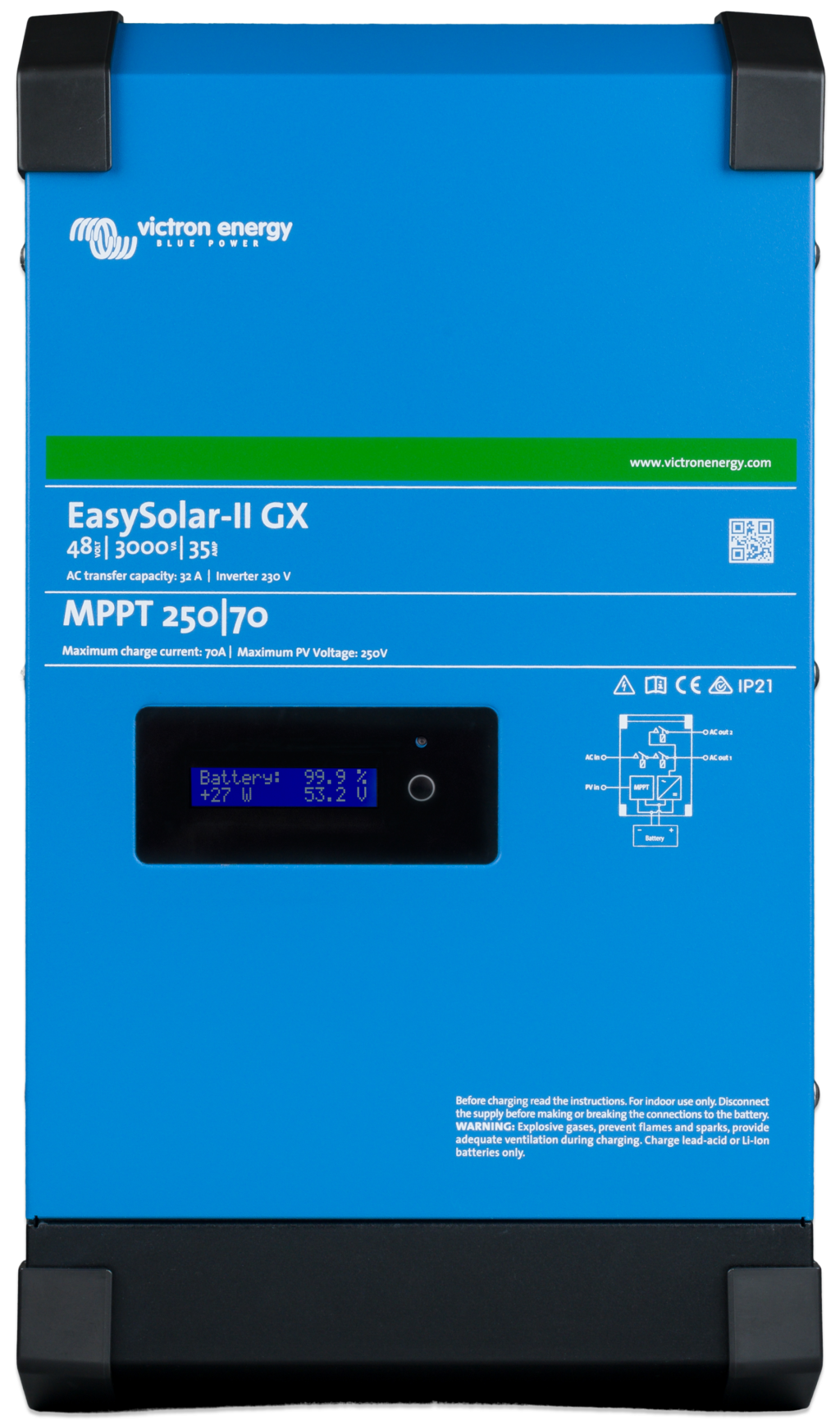 MultiPlus 2 - 48 V / 3000 VA / 35 A + GX LCD Control (Small to Medium Home 2 People)