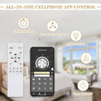 20 Inch Modern Smart Crystal Flush Mount Ceiling Fan with LED Light and Remote, 6 Speeds Reversible Bladeless Low Profile Ceiling Fan