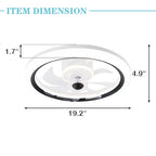 19 Inch Modern Flush Mount Ceiling Fan with LED Light and Remote, 6 Speeds DC Motor Reversible Bladeless Ceiling Fan for Bedroom