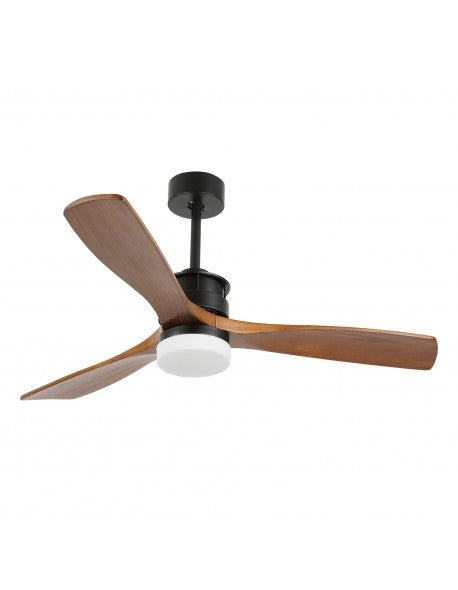 52 Inch 3 Wooden Blades Ceiling Fan with Dimmable LED Light and Remote, 6 Speeds DC Motor Reversible Ceiling Fan for Living Room