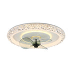 20 Inch Modern Smart Crystal Flush Mount Ceiling Fan with LED Light and Remote, 6 Speeds Reversible Bladeless Low Profile Ceiling Fan
