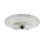 20 Inch Modern Smart Crystal Flush Mount Ceiling Fan with LED Light and Remote, 6 Speeds Reversible Bladeless Low Profile Ceiling Fan