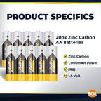 AA AAA Batteries | Heavy Duty 1.5v Long Life Battery Set | 20 Pack