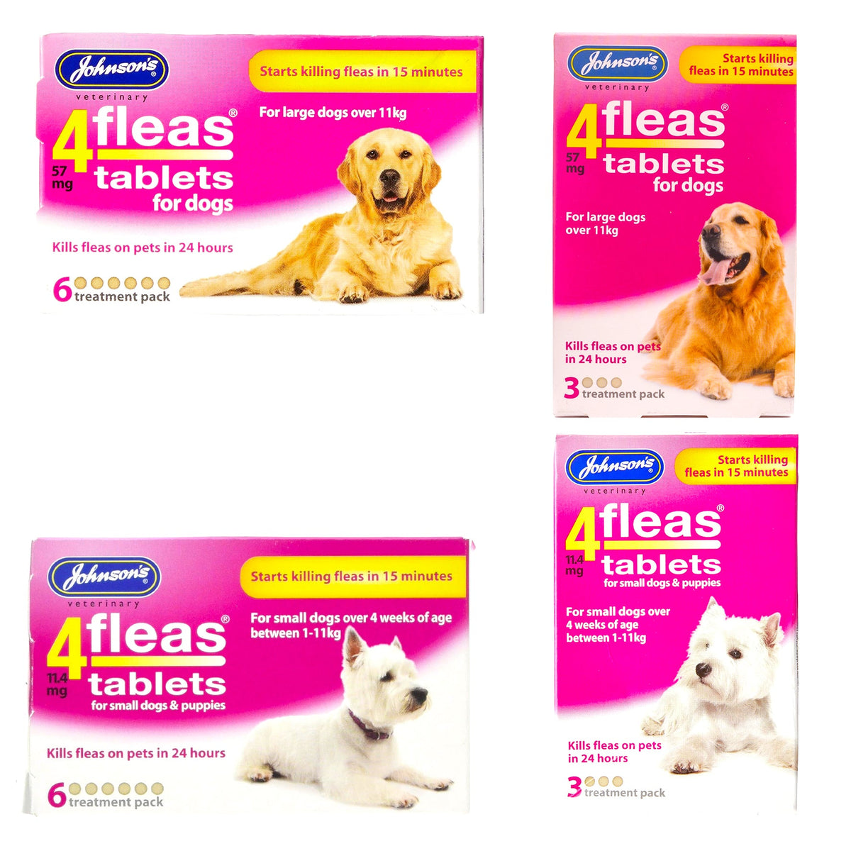 Johnsons Fast Acting 4Fleas Tablets for Dogs Small & Large Breeds