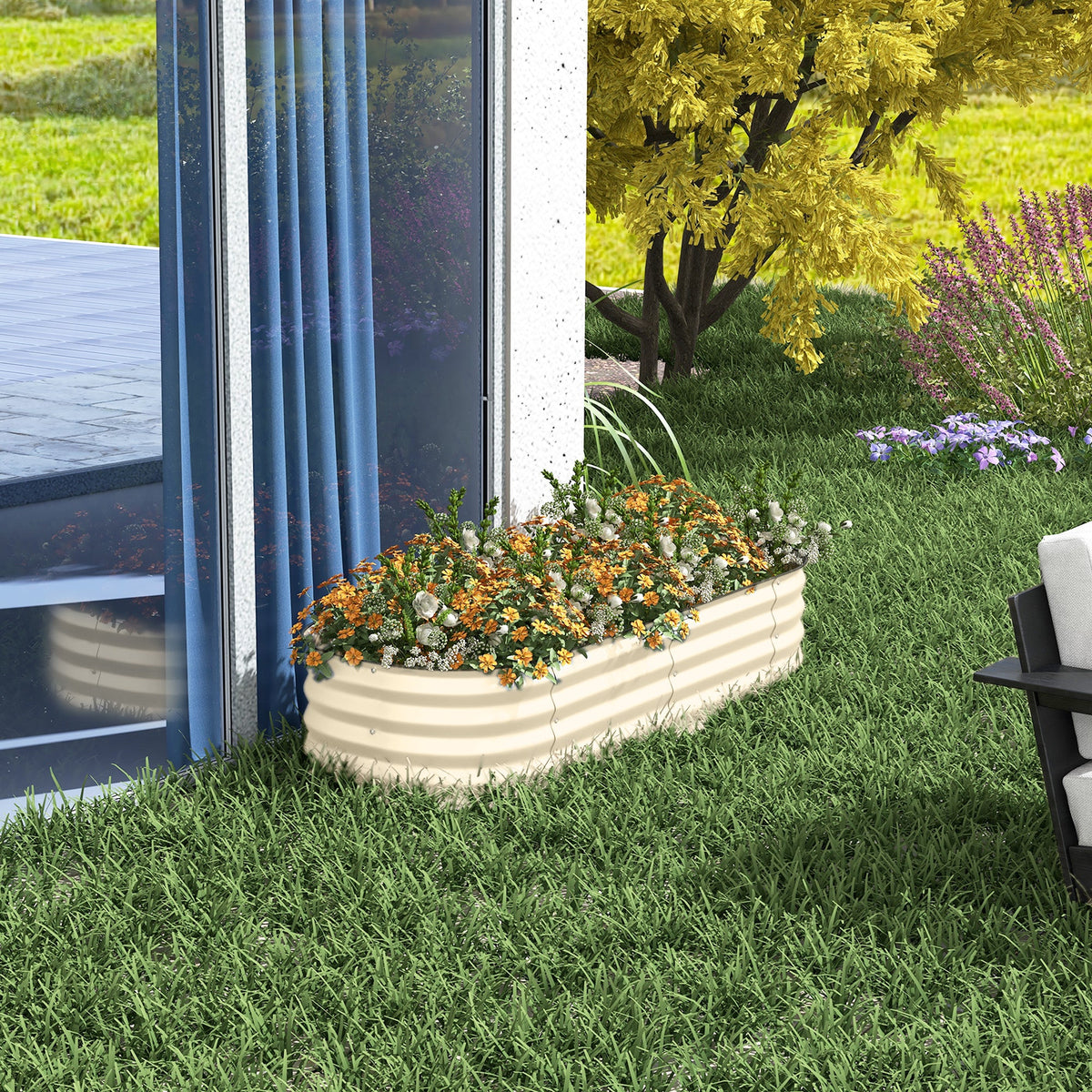 5' x 2' x 1' Galvanized Raised Garden Bed Kit, Cream