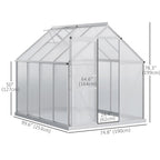BloomGreen 6' x 8' x 6.5' Polycarbonate Greenhouse for All Seasons Growing with Roof Vent & Sliding Door, Clear