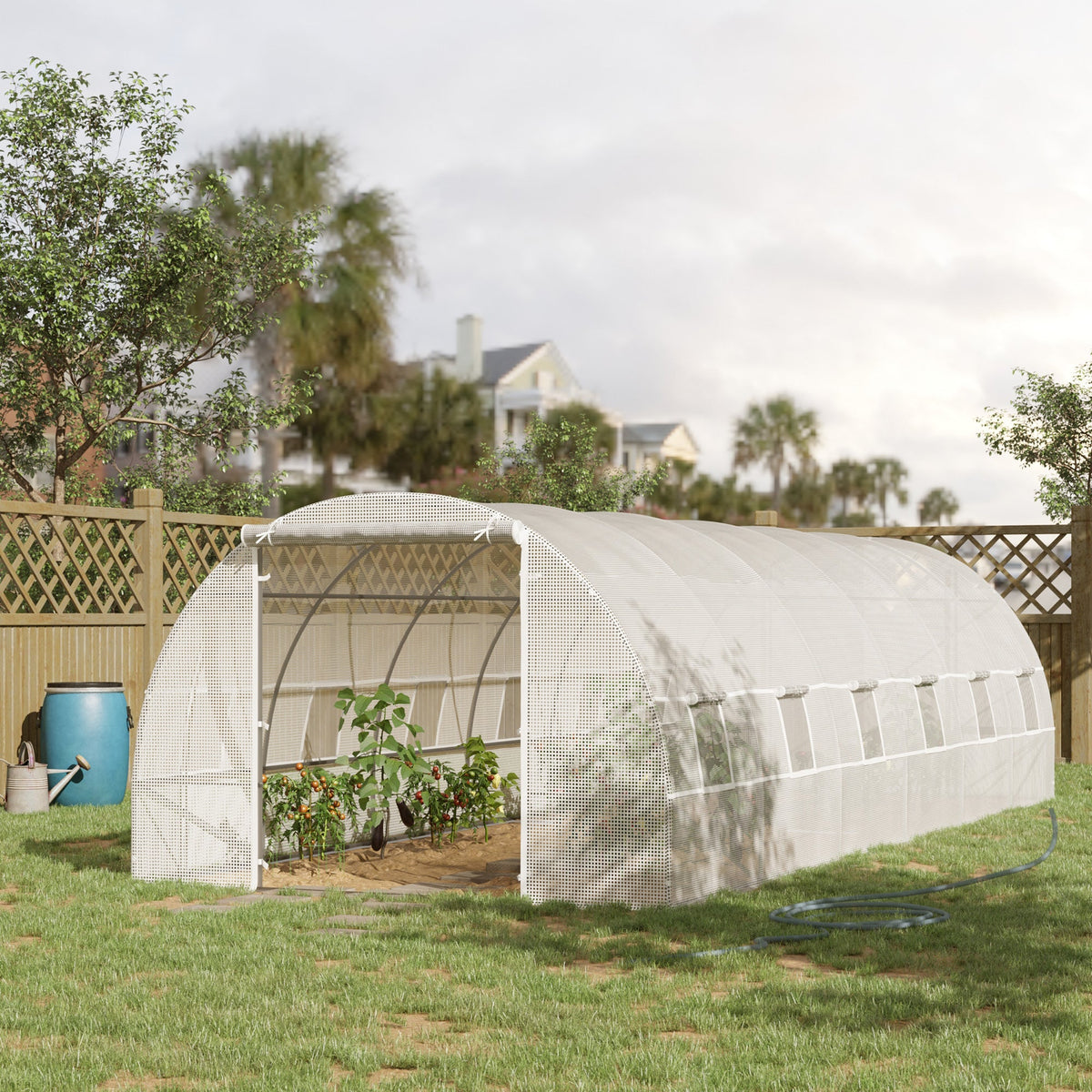 26' x 10' x 6.6' Large Walk in Tunnel Greenhouse Garden Plant Seed Green House Premium Steel Frame, White