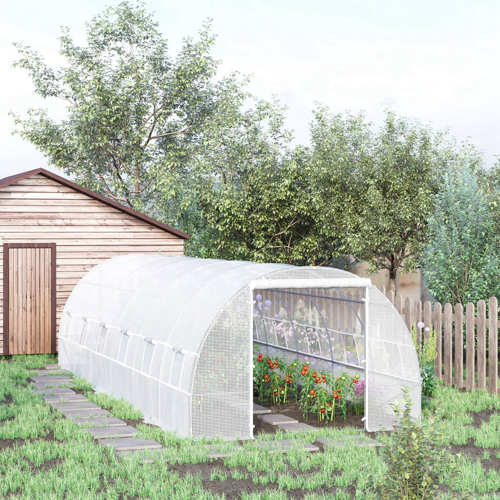 26' x 10' x 6.6' Large Walk in Tunnel Greenhouse Garden Plant Seed Green House Premium Steel Frame, White