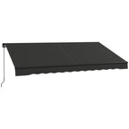 12' x 10' Retractable Awning with Manual Crank, 280gsm UV Resistant Fabric and Aluminum Frame, Black
