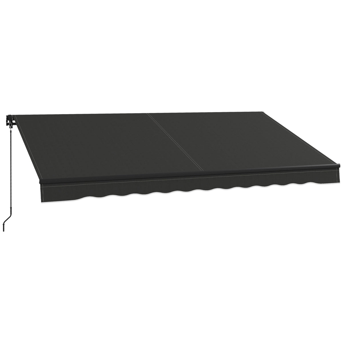 12' x 10' Retractable Awning with Manual Crank, 280gsm UV Resistant Fabric and Aluminum Frame, Black