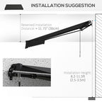 12' x 10' Retractable Awning with Manual Crank, 280gsm UV Resistant Fabric and Aluminum Frame, Black