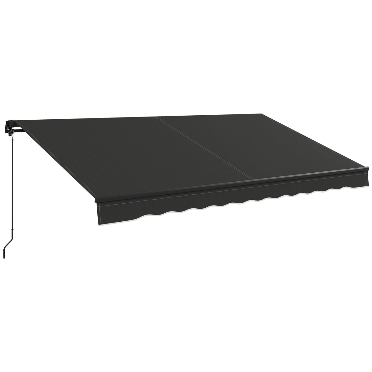 12' x 10' Retractable Awning with Manual Crank, 280gsm UV Resistant Fabric and Aluminum Frame, Black