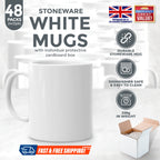 12-48 Plain White Mugs 330ml | Large Coffee & Tea Cups