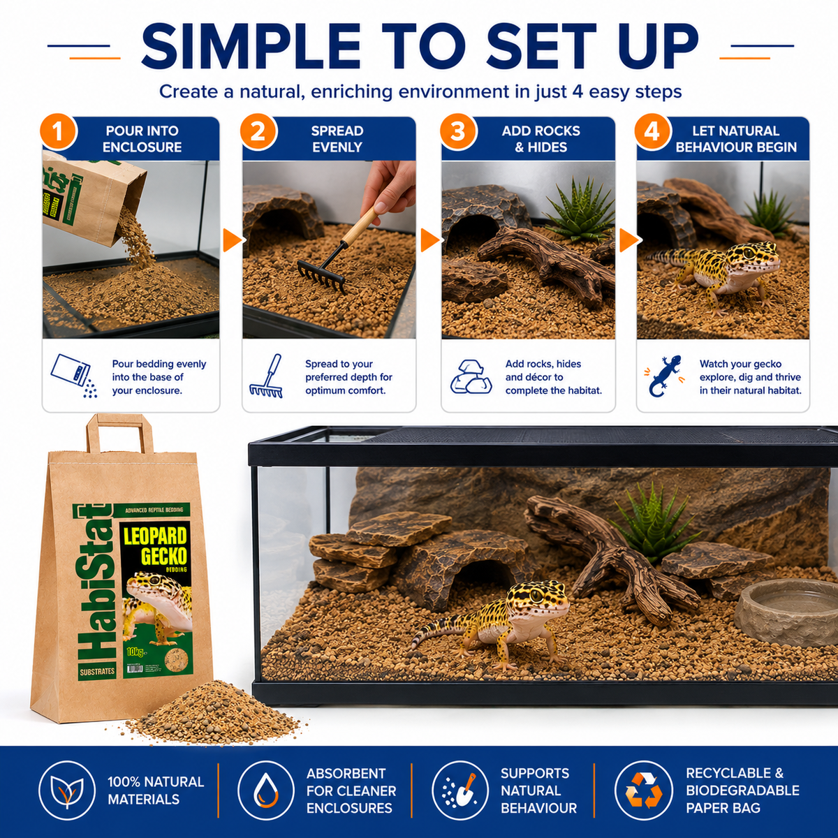 HabiStat Leopard Gecko Bedding Reptile Substrate 10kg