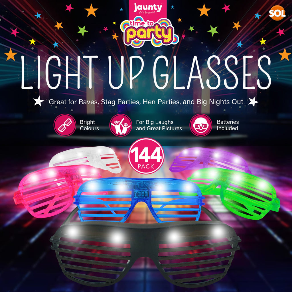 Flashing Party Glasses LED Neon Shutter Shades Rave | 24 Pack